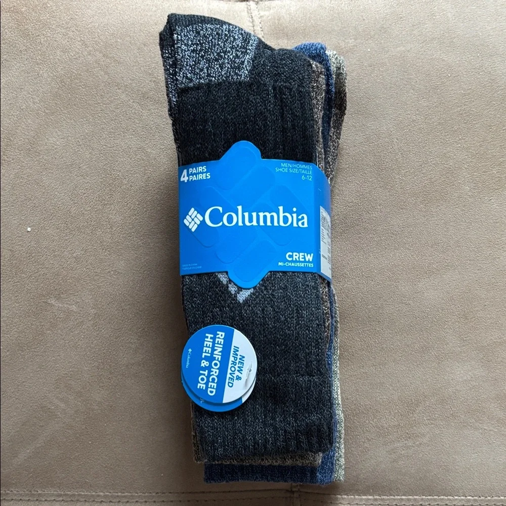 Columbia Men's Casual Crew Socks - Blue, Gray, Tan NWT